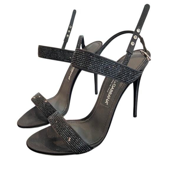 Dolce & Gabbana Keira Sandals Silk Leather Fusible Rhinestones Classy Gala US 8 - Picture 2 of 14